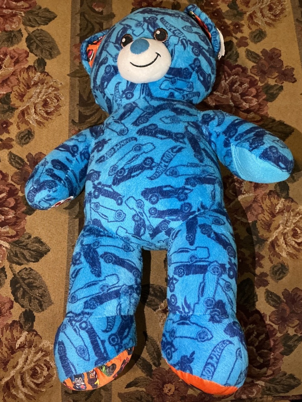 Hot Wheels Cars 50th Anniversary Bear Plush Stuffed Animal 17" Build A Bear Blue